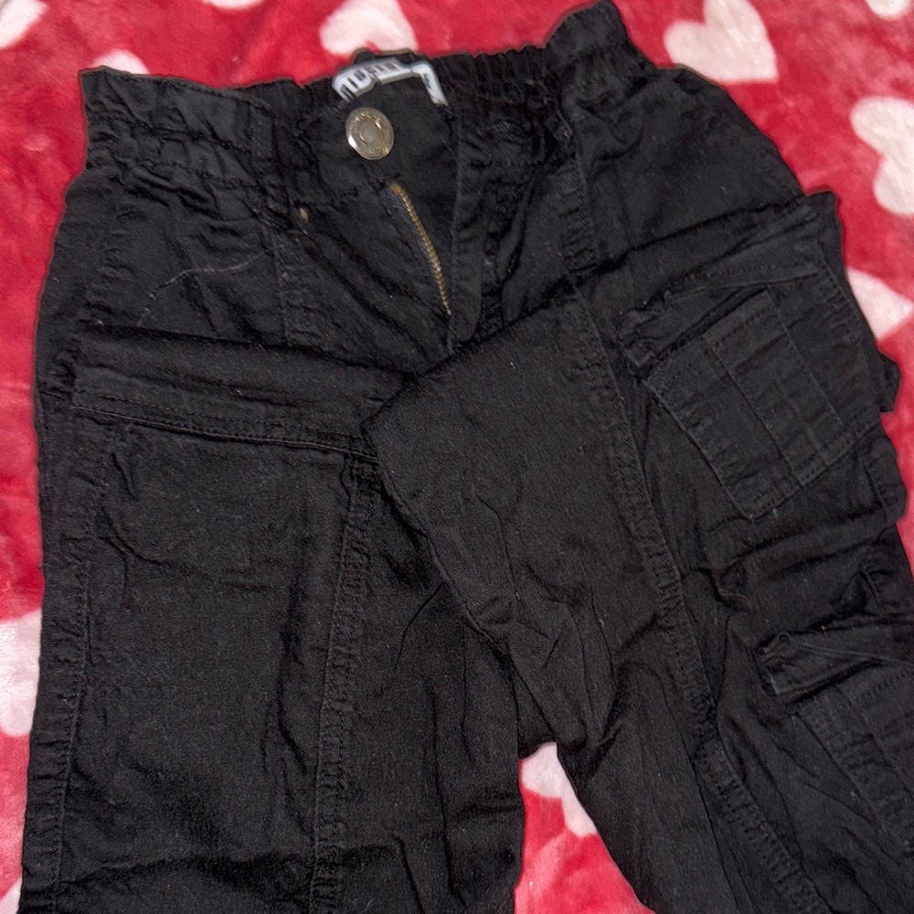Kids Black Cargo Jeans